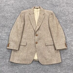 Vintage Mark Shale Sport Coat Mens 44 Long Beige Herringbone Harris Tweed 80s